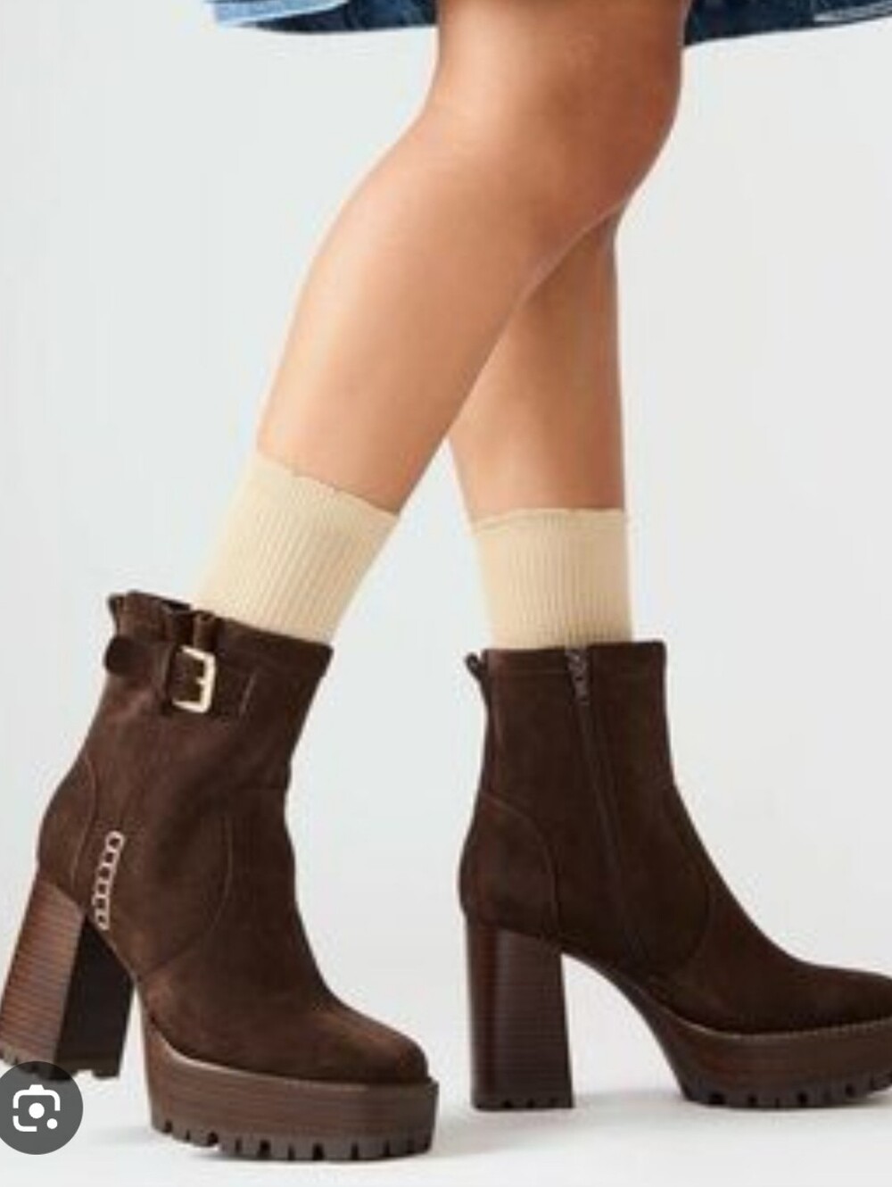 Steve Madden Summit Taupe Suede Platform Block Brown Heel Bootie Boot NEW
